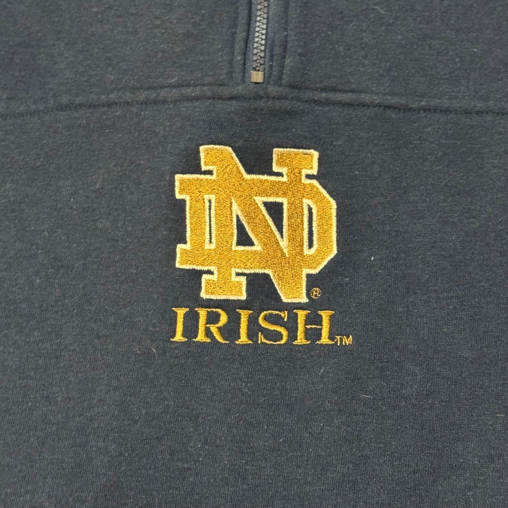 Vintage 90s Logo Athletic Notre Dame Fighting Irish 1/4 Zip Pullover Sweatshirt - Picture 5 of 9